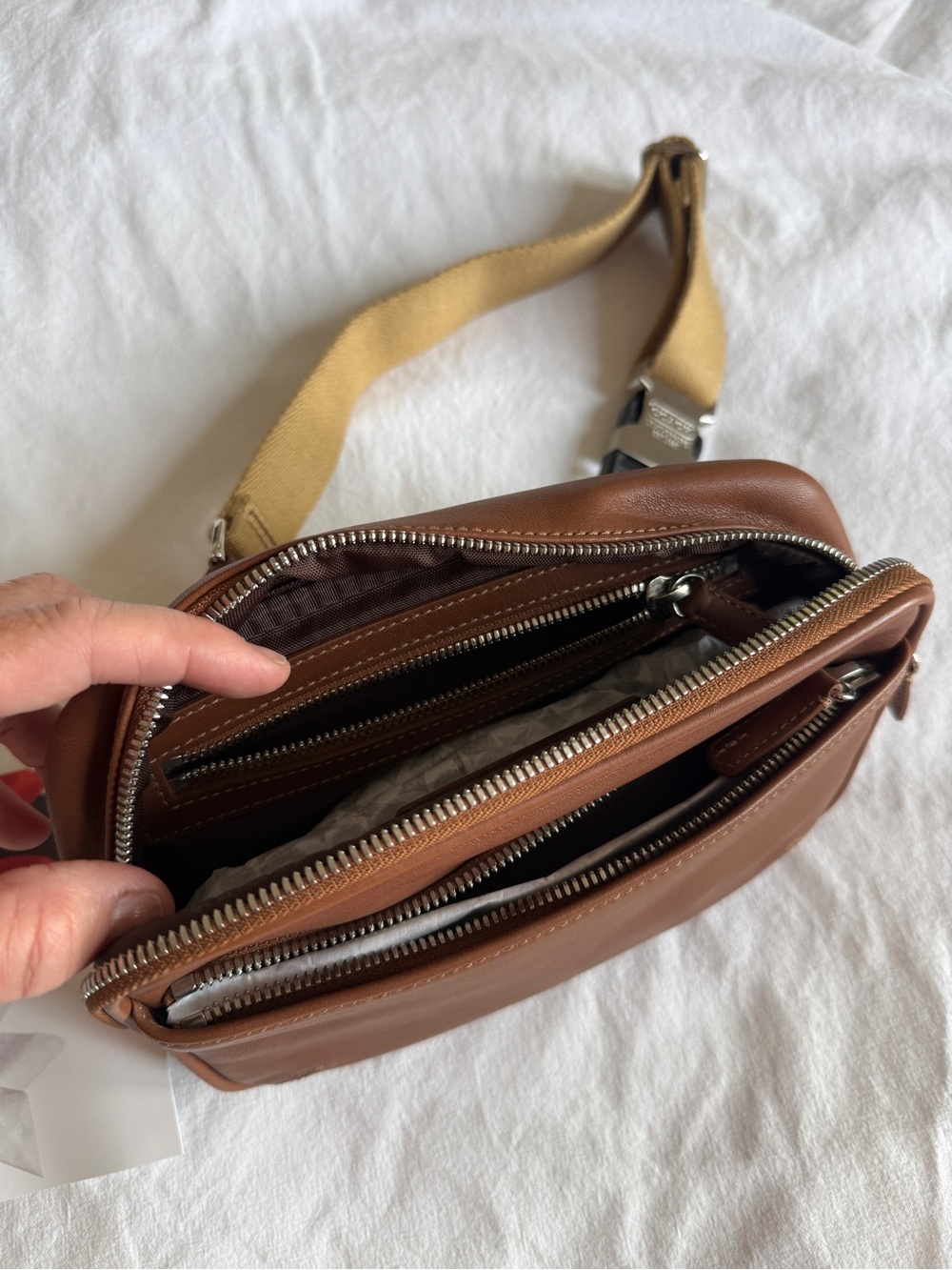NWT Coach Thompson Leather Belt Bag in Toffee Brown - Silver - Picture 6 of 10